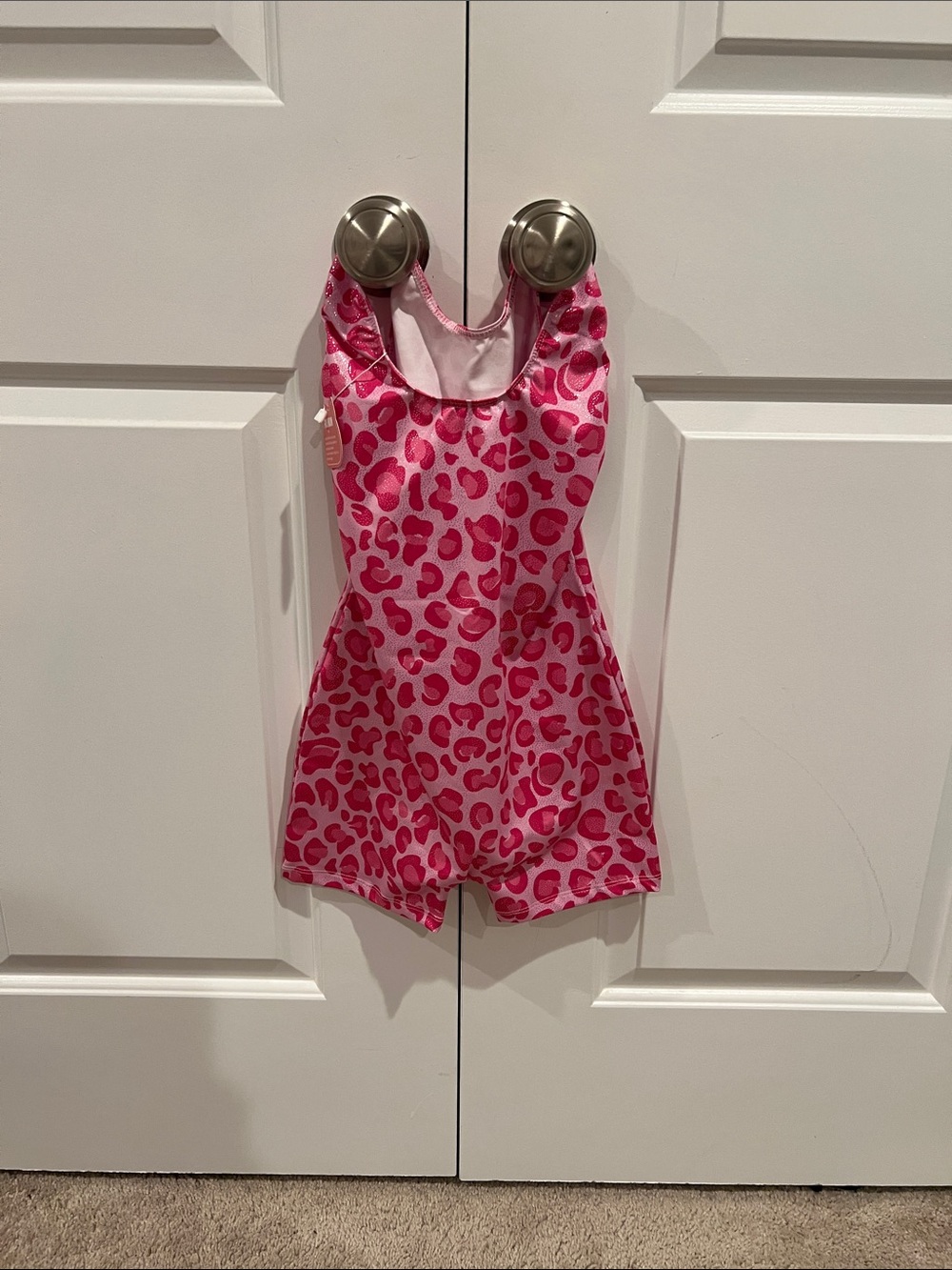 Girls Pink Leopard Print One-Piece Leotard